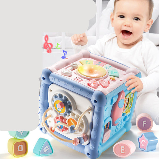 Baby Musical Box Toy for Toddlers and Babies Fun Hand Drum Activity Cube Geometric Blocks