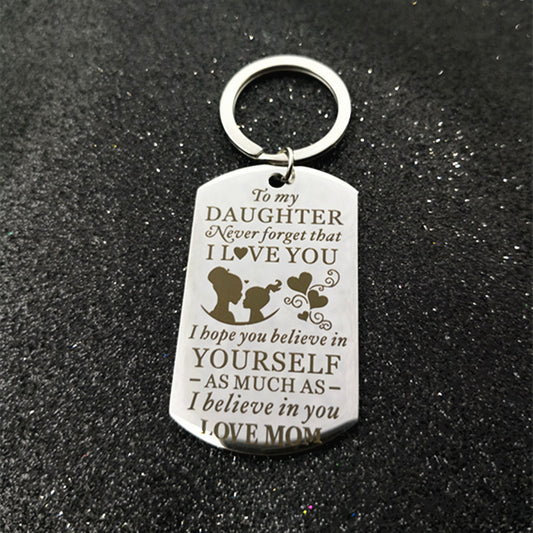 Stainless Steel Key Ring Mom Daughter Keychain